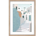 MYKONOS B GLASS FRAMED PRINT - NATURAL