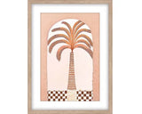 ARCHED PALM B GLASS FRAMED PRINT - NATURAL