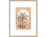 DESERT PALMS A GLASS FRAMED PRINT - NATURAL