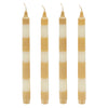 Striped S/4 Dinner Candle 25cm Wht/Must#