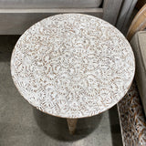 Anjali Carved Round Side Table