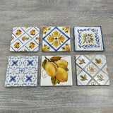 Limone Ceramic Coaster 10cm 6 Asst CDU