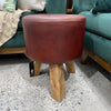 Round Leather Stool